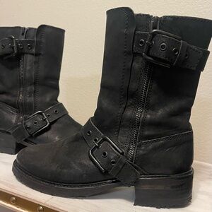 All Saints Black Leather Zipper Boots